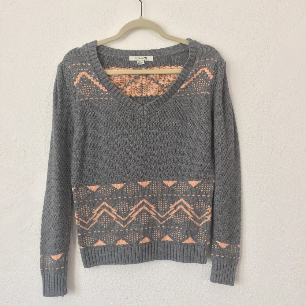 Forever 21 Fair Isle V-neck Sweater